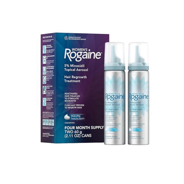 Rogaine for Women 5% Minoxidil Foam, Growth Treatment for Thinning & Hair Loss, Once-A-Day Unscented Topical Foam, Regrow Fuller Thicker Hair, Dermatologist Recommended, 4-Month Supply, 2 x 2.11 oz