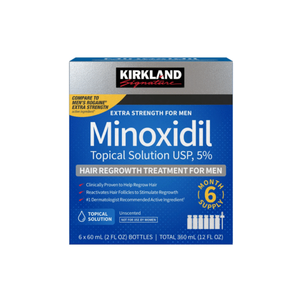 Kirkland Signature Minoxidil 5% Hair Regrowth Treatment for Men | 6 Months Supply | Topical Solution | Extra Strength